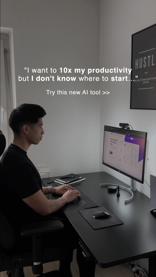 Instagram post by @hoangnxn for ClickUp. Caption reads: [...] to start. That’s when I stumbled upon....