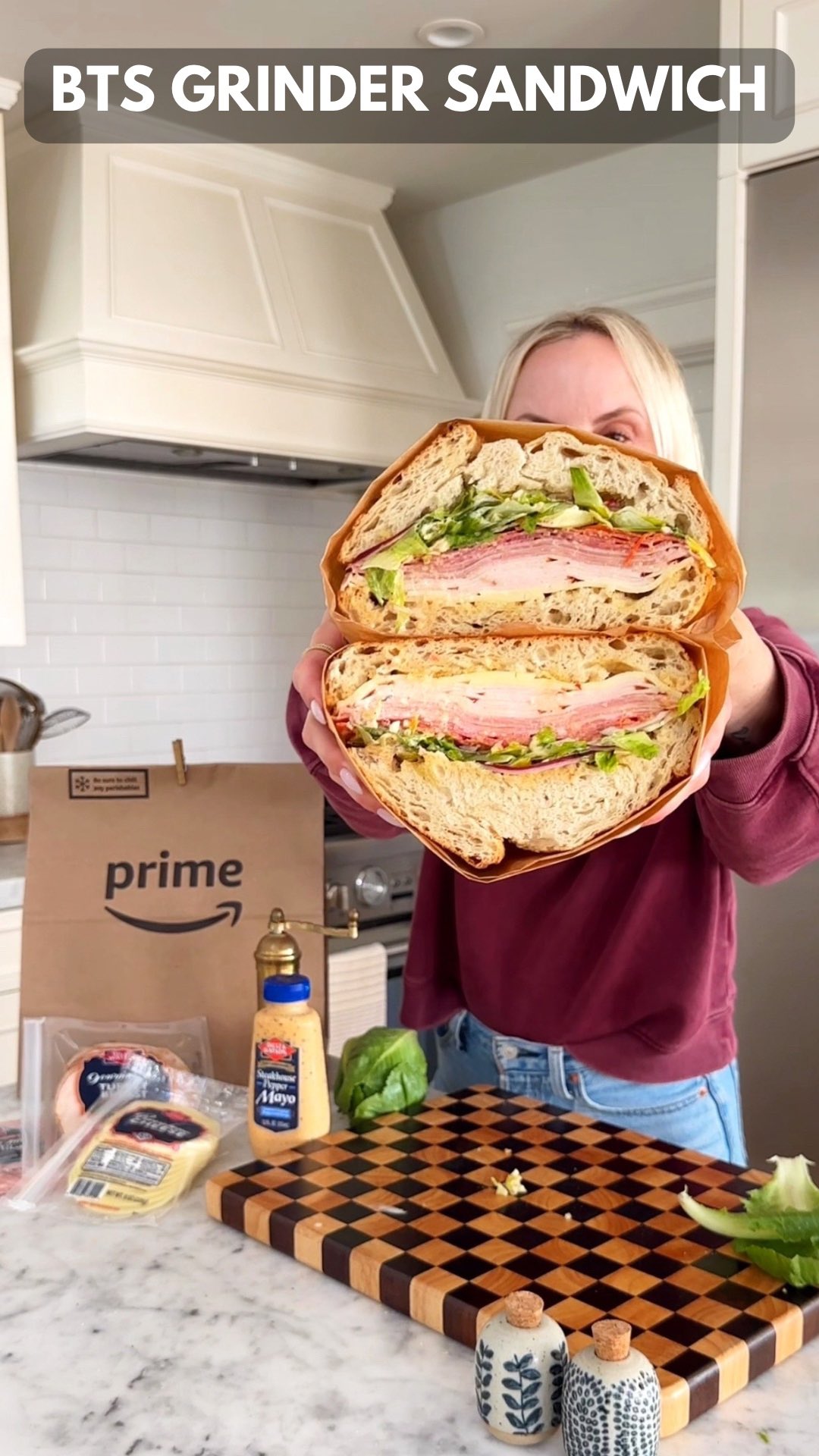 Instagram post by @jessiejanedaye for Dietz & Watson. Caption reads: Back-to-school Grinder 🥪 This Italian Grinder....