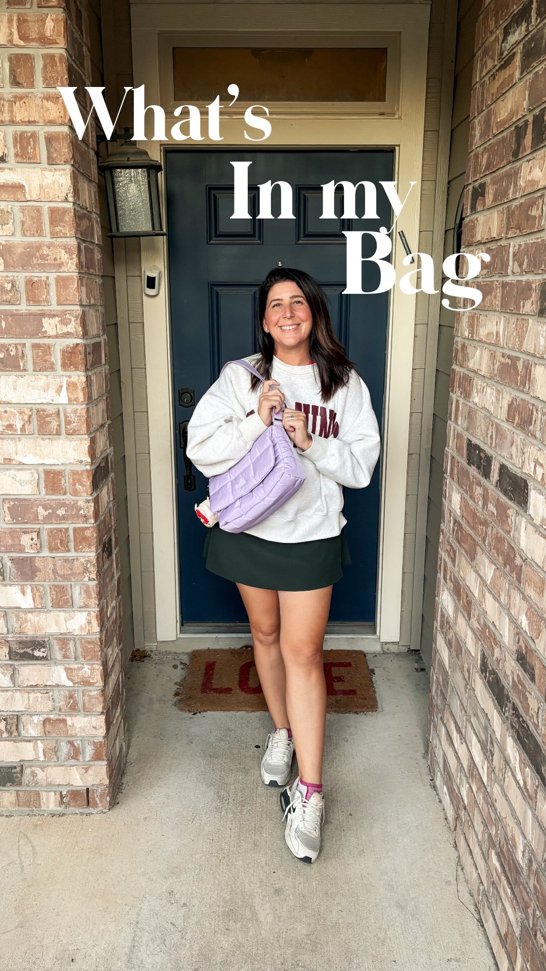 Instagram post by @hello_happy_mom for Dagne Dover. Caption reads: What’s in my bag! 🚨To shop comment the word....