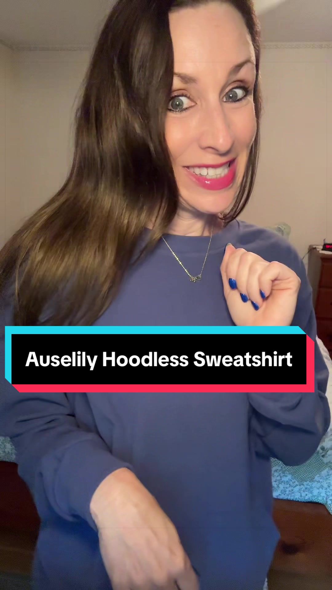 TikTok post by @love2mix72 for AUSELILY. Caption reads: [...] hoodie without the hood!!! So cozy!!!....