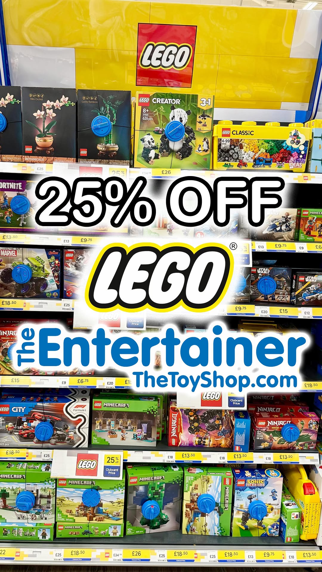 Instagram post by @ashleighmoneysaver for The Entertainer. Caption reads: AD | The Entertainer Toy Shop at Tesco has 25% off....