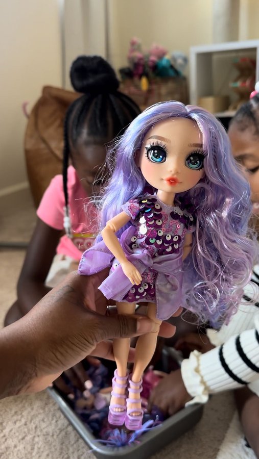 Instagram post by @ashleynoswiper for Rainbow High. Caption reads: Playtime can go either way but it will always be....