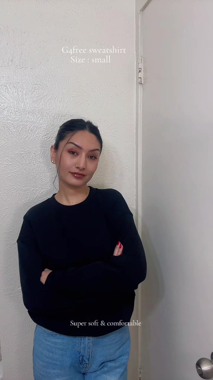 TikTok post by @raveena_thapa00 for G4Free. Caption reads: Obsessed with this sweatshirt from @G4Free Store ....