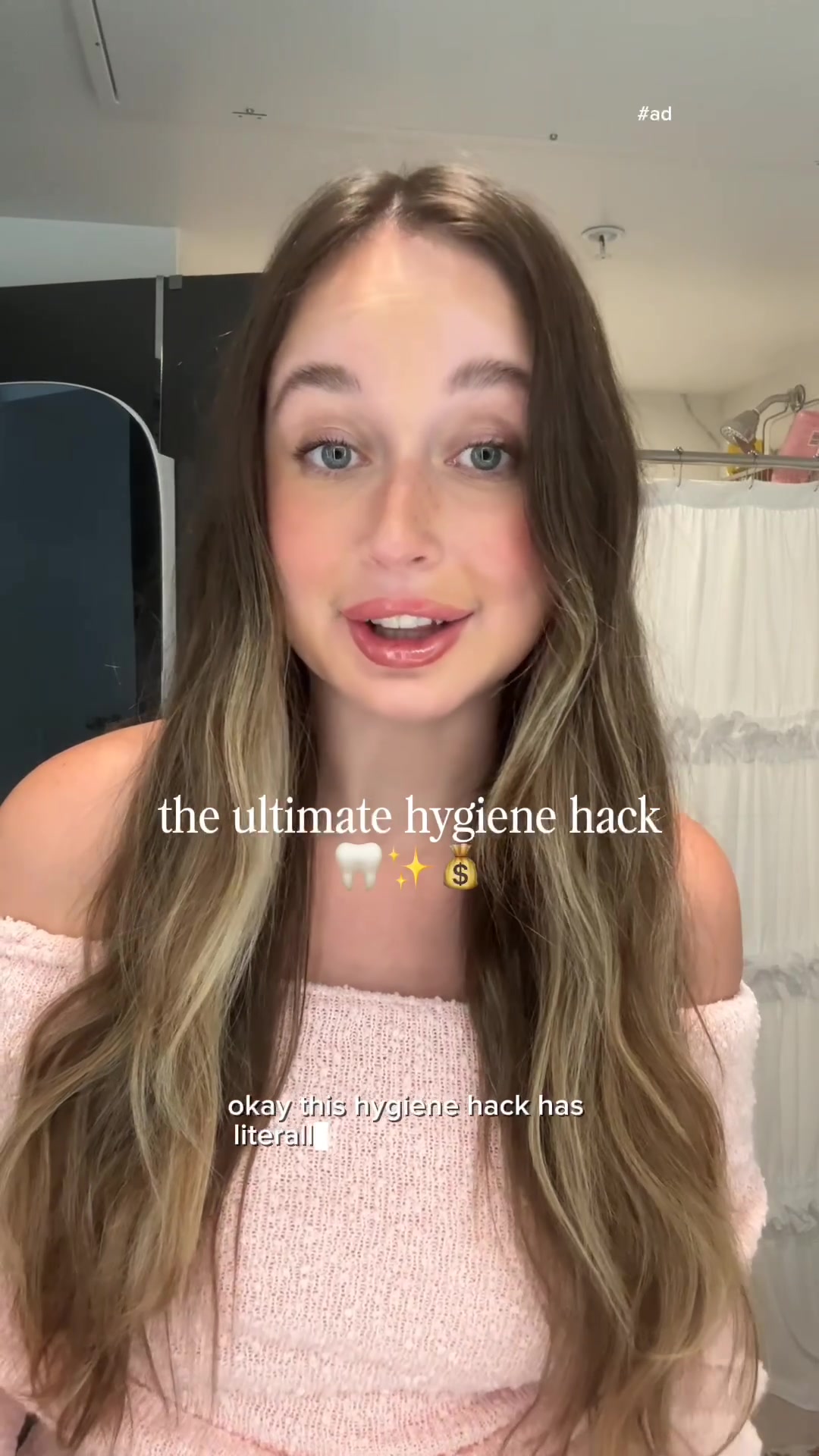 TikTok post by @itshayleealexis for TheraBreath. Caption reads: [...] ultimate hygiene hack 🦷✨💰 @TheraBreath US....