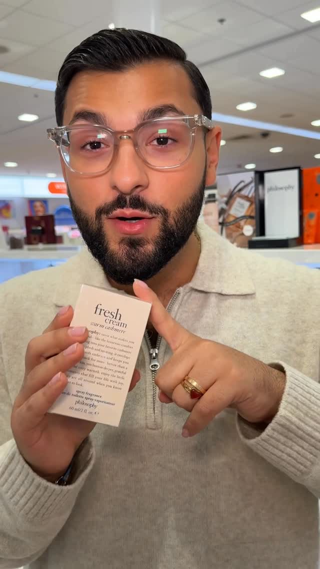 Instagram post by an influencer for philosophy. Caption reads: @lovephilosophy’s Fresh Cream Warm Cashmere [...].