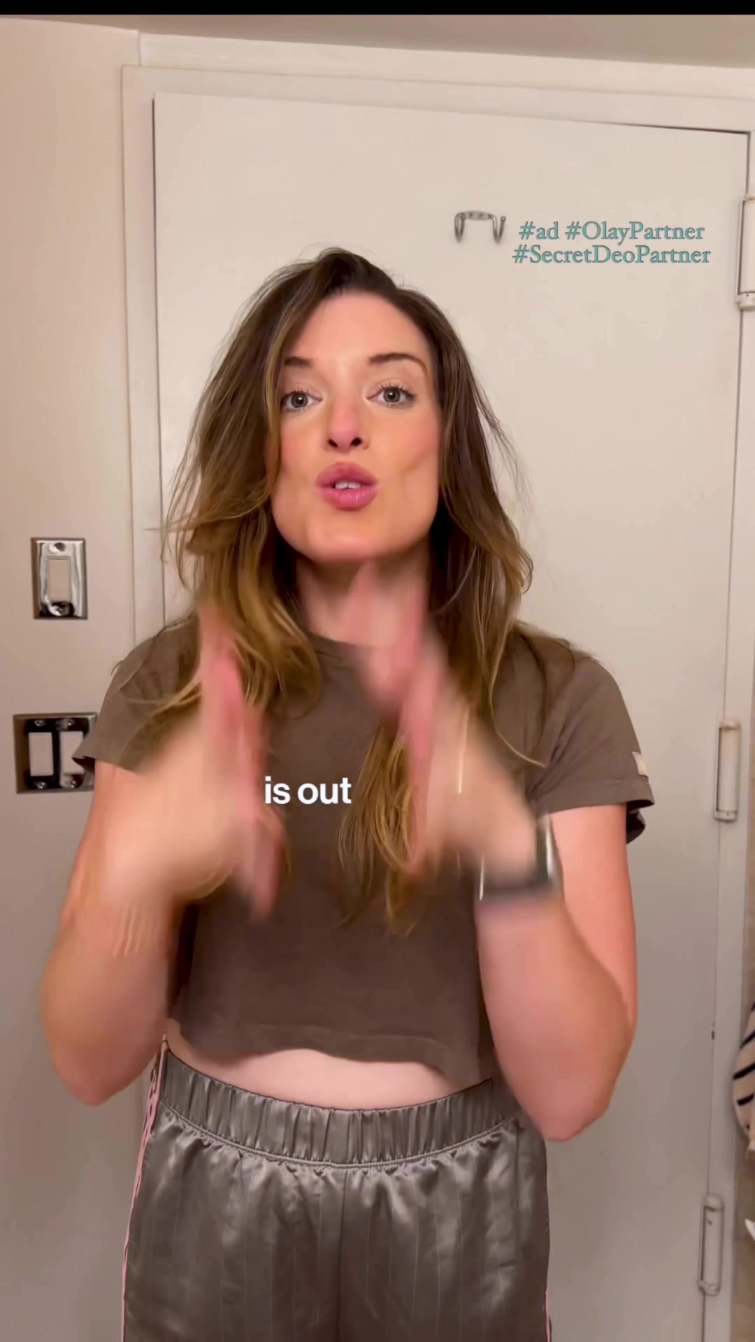 TikTok post by @maryspacekate for Secret Deodorant. Caption reads: Not currently defying gravity, but channeling a....