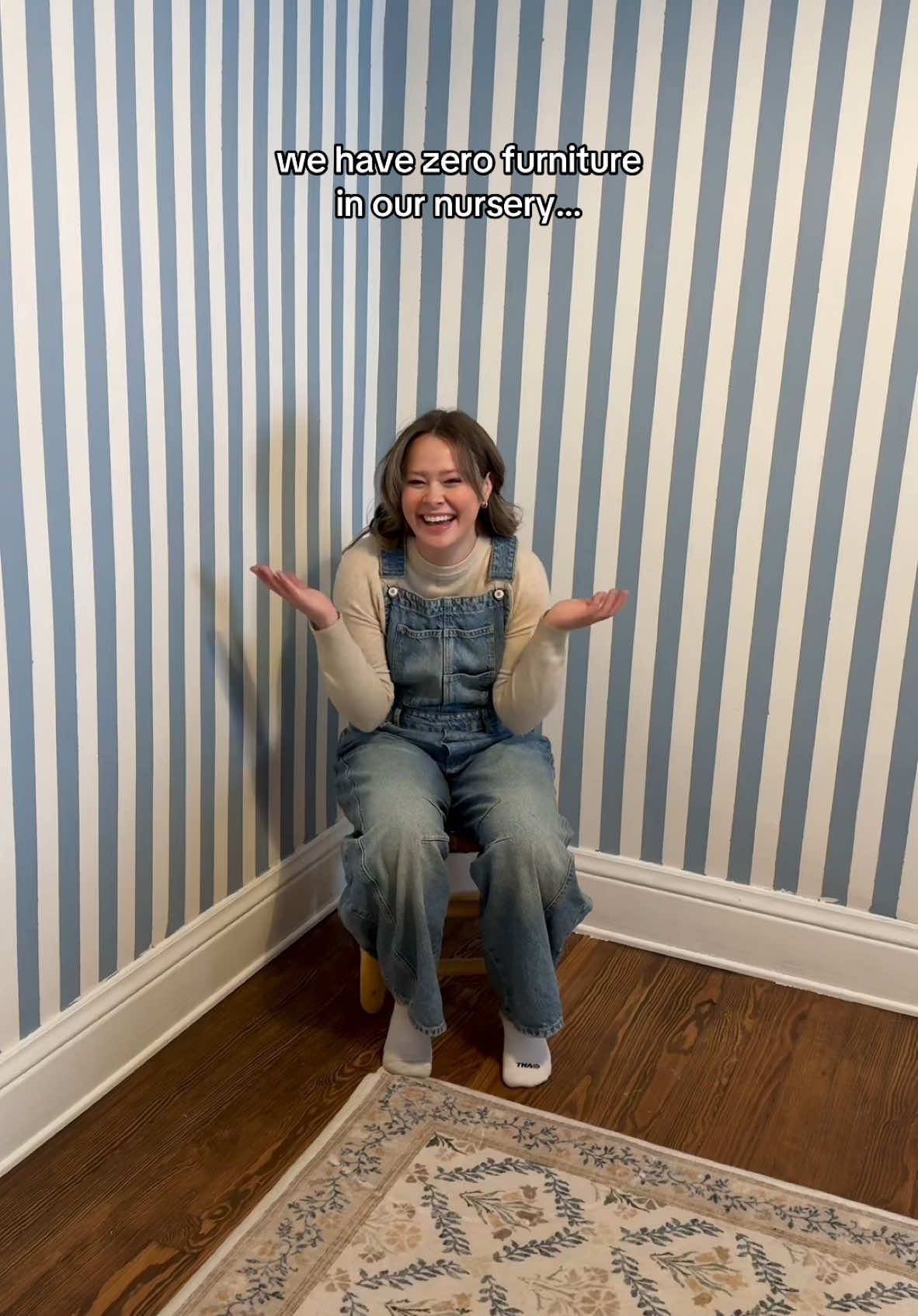 TikTok post by @mellcasey for Namesake Home. Caption reads: Finally starting to decorate our nursery and....