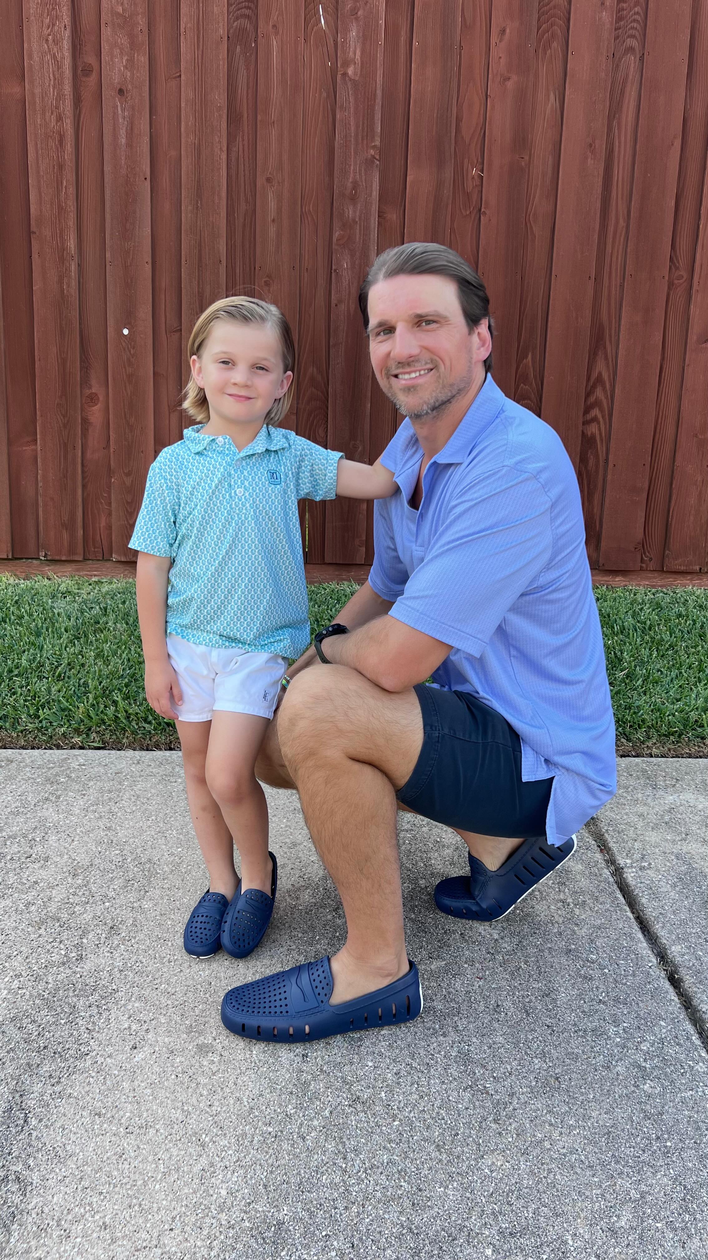 Instagram post by @katehalicki for Floafers. Caption reads: Daddy & Me 💙💦 @floafers edition!! 

Get your....