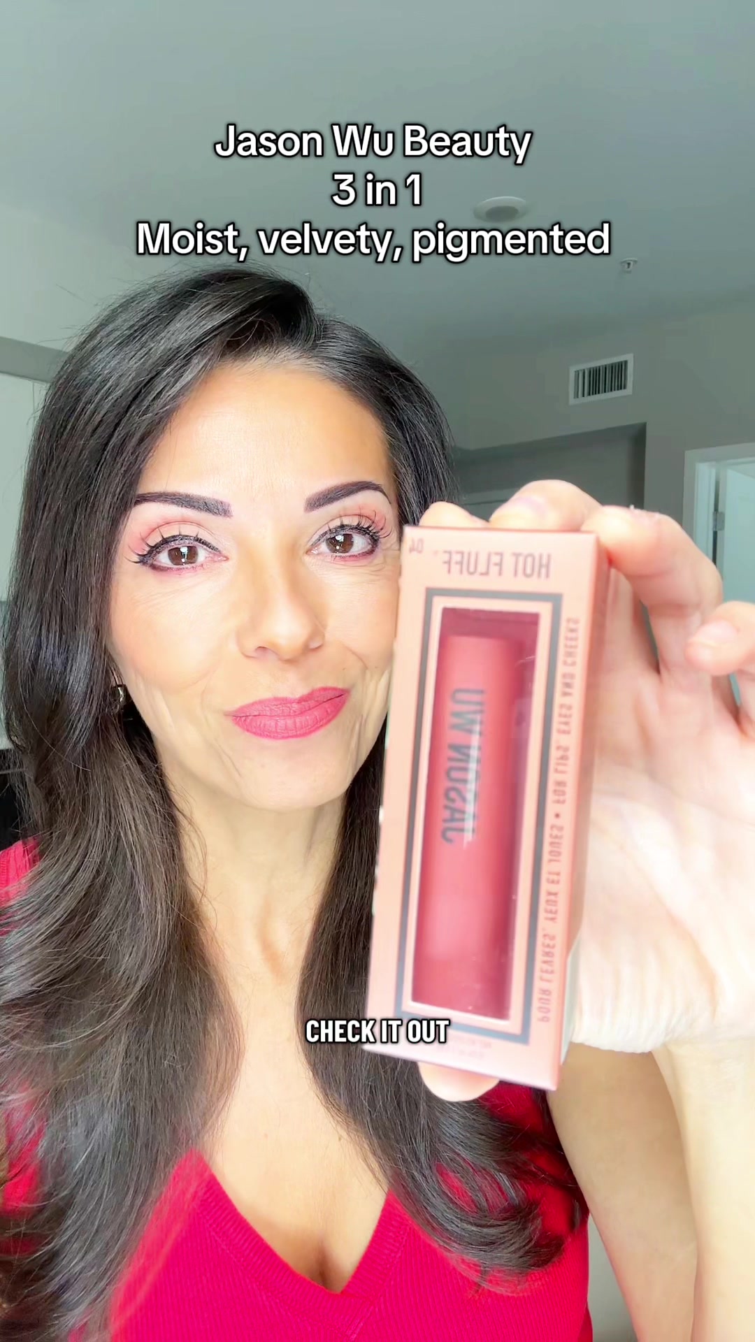 TikTok post by @tinashappylife for JASON WU BEAUTY. Caption reads: [...] #lippies #makeup #easymakeup @Jason Wu....