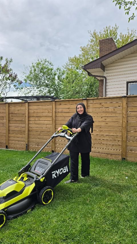 Instagram post by @onefortyfour_ for RYOBI Tools USA. Caption reads: Ad. I finally got my turn cutting the grass... and....
