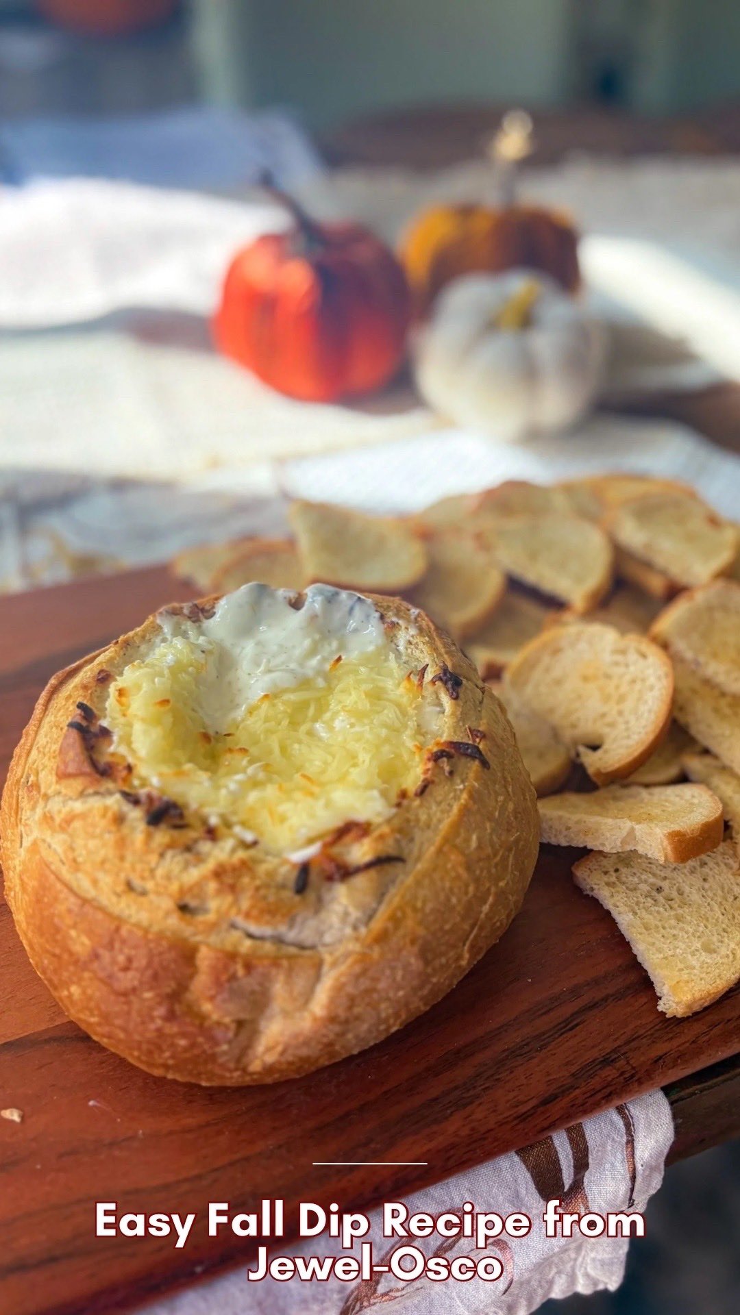 Instagram post by @theblissfulmomma for Jewel-Osco. Caption reads: A fall appetizer that is frightfully easy?! Yes....