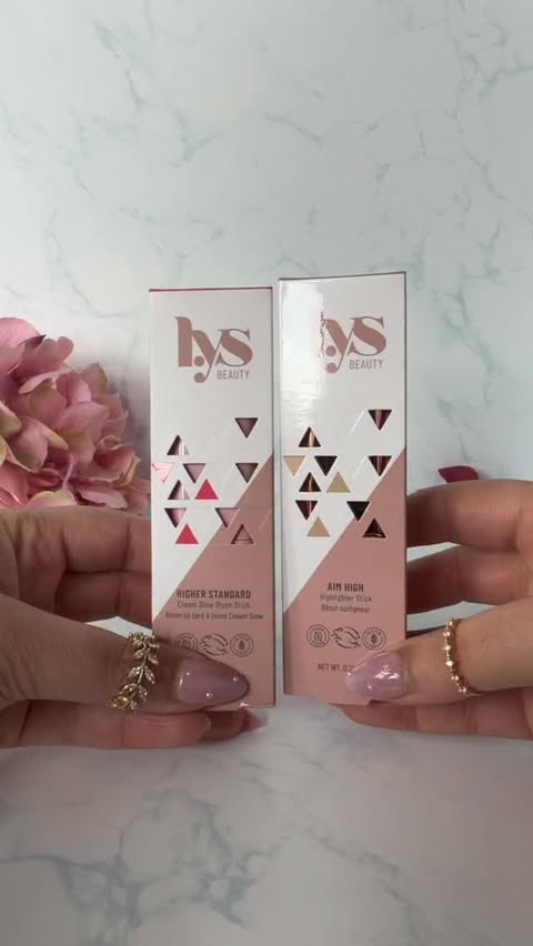 Instagram post by @glambyghiz for LYS Beauty. Caption reads: [...] Gorgeous blush & highlighter duo by....