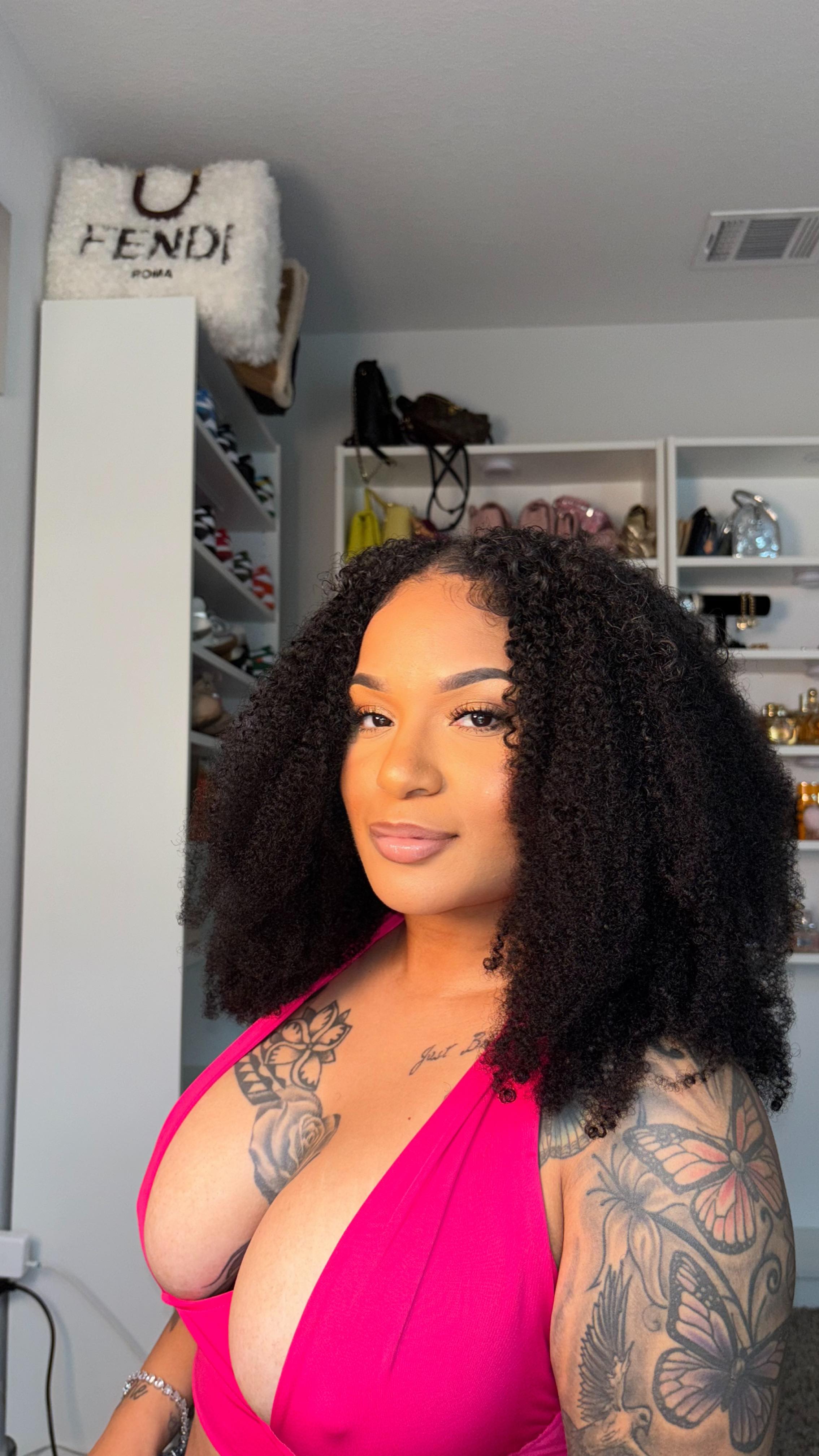 Instagram post by @thearmybarbie for Curlsqueen. Caption reads: ✨ The easiest curly clip-in install EVER —....