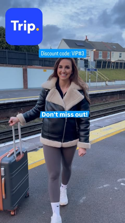 Instagram post by @abigail_l1ndsay for Trip.com. Caption reads: [...] travel a whole lot easier 🫶@trip.com_train....