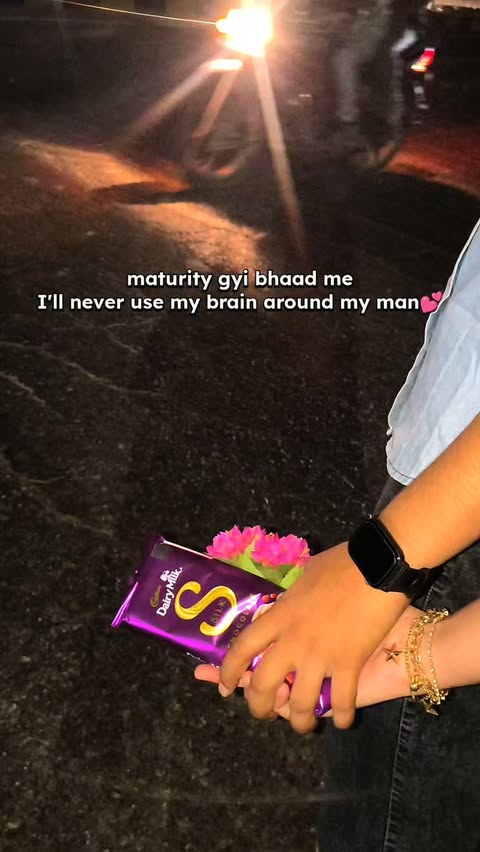 Instagram post by @priyaaamou__ for Cadbury Dairy Milk. Caption reads: He leads, I follow, and somehow I never question....