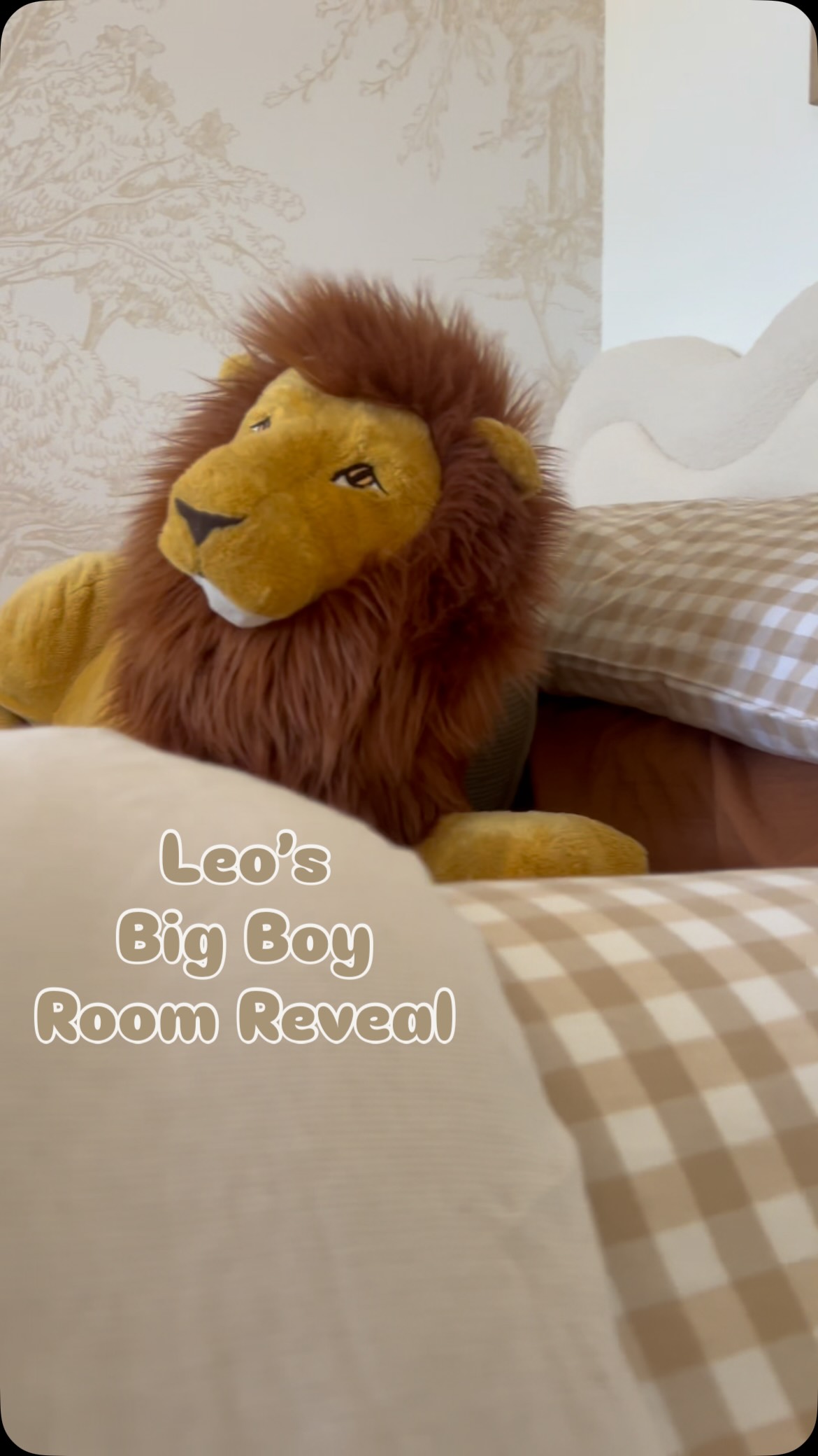Instagram post by @onelittlecove for Kmart. Caption reads: 🦁 Leo’s Big Boy Room Reveal 🦁 

I love nothing....