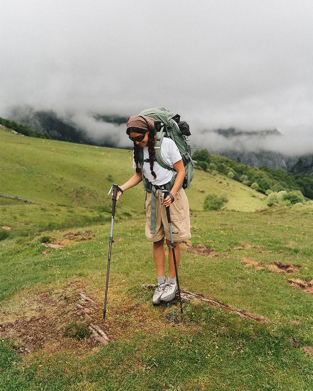 Instagram post by @_marialongas for Columbia Sportswear. Caption reads: Four seasons in 72h but always ready for the....