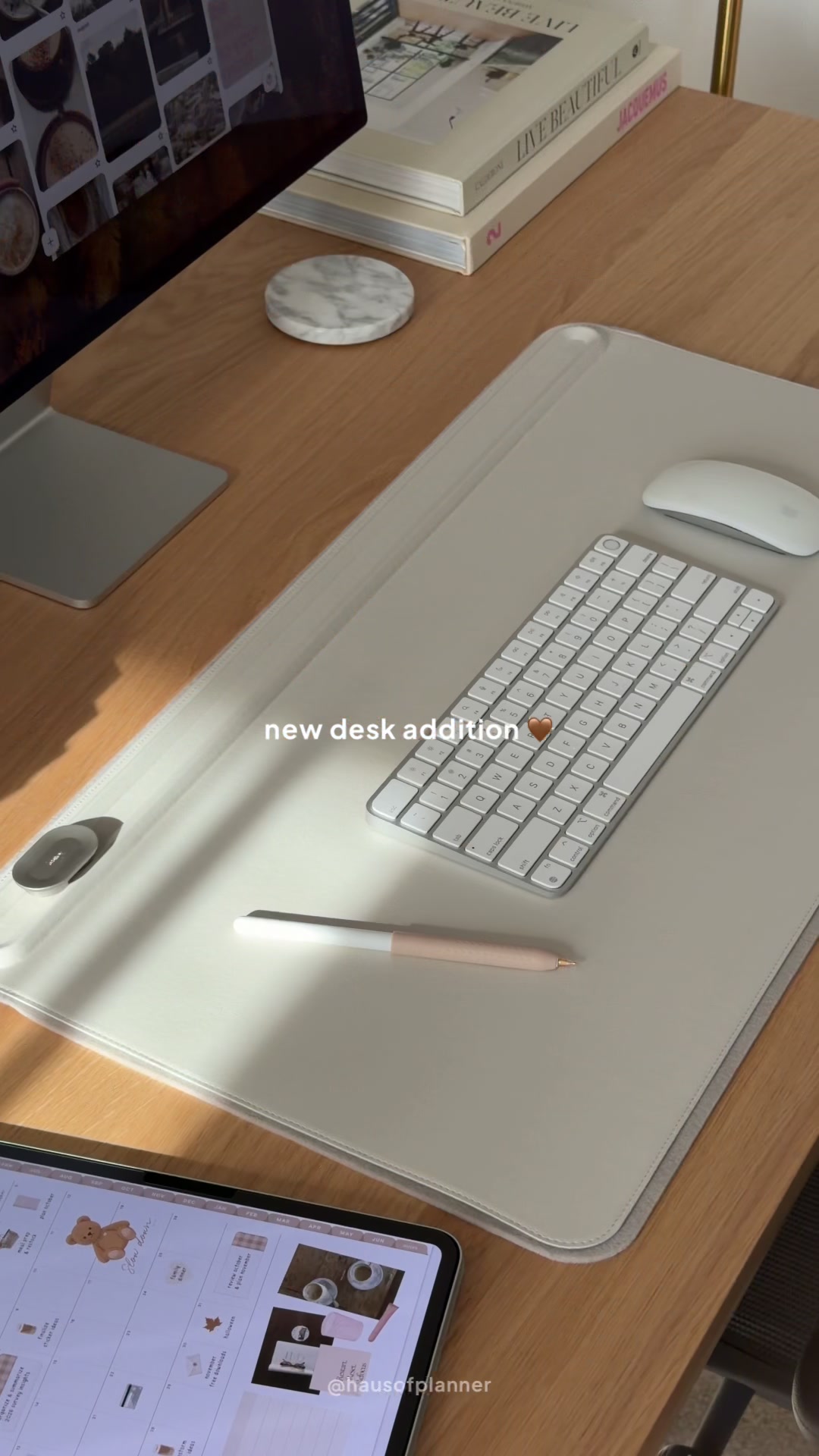 TikTok post by @hausofplanner for Orbitkey. Caption reads: Unboxing the Orbitkey Desk Mat in stone 🤎 been....