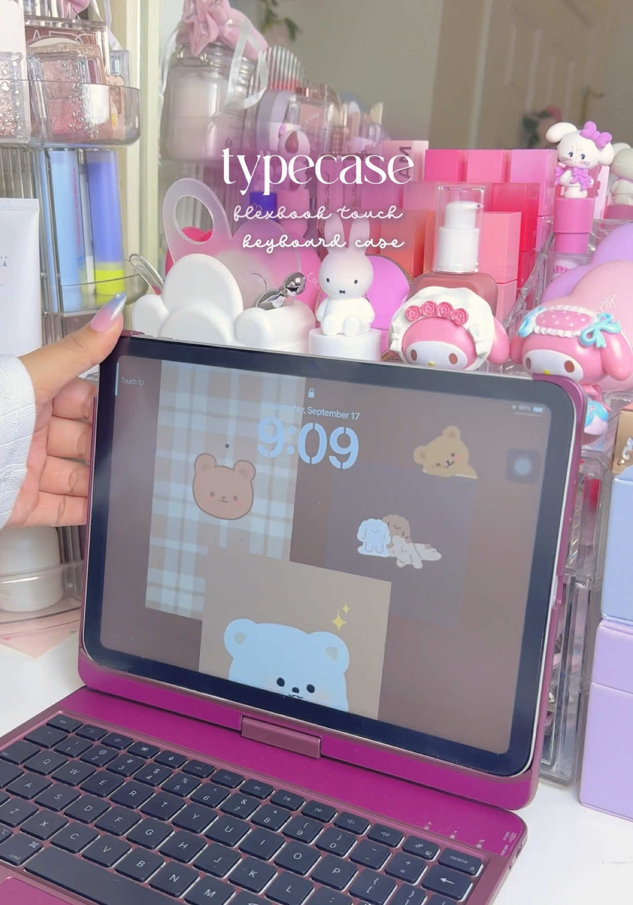 TikTok post by @mellowmelodylife for Typecase. Caption reads: [...] color, perfect for fall!! 🪵🧸🍂 @Typecase ....