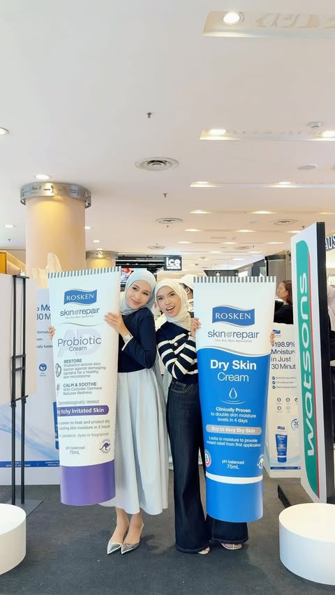 Instagram post by @rosken.my for Watsons Malaysia. Caption reads: Loved getting to explore the Rosken Skin Repair....