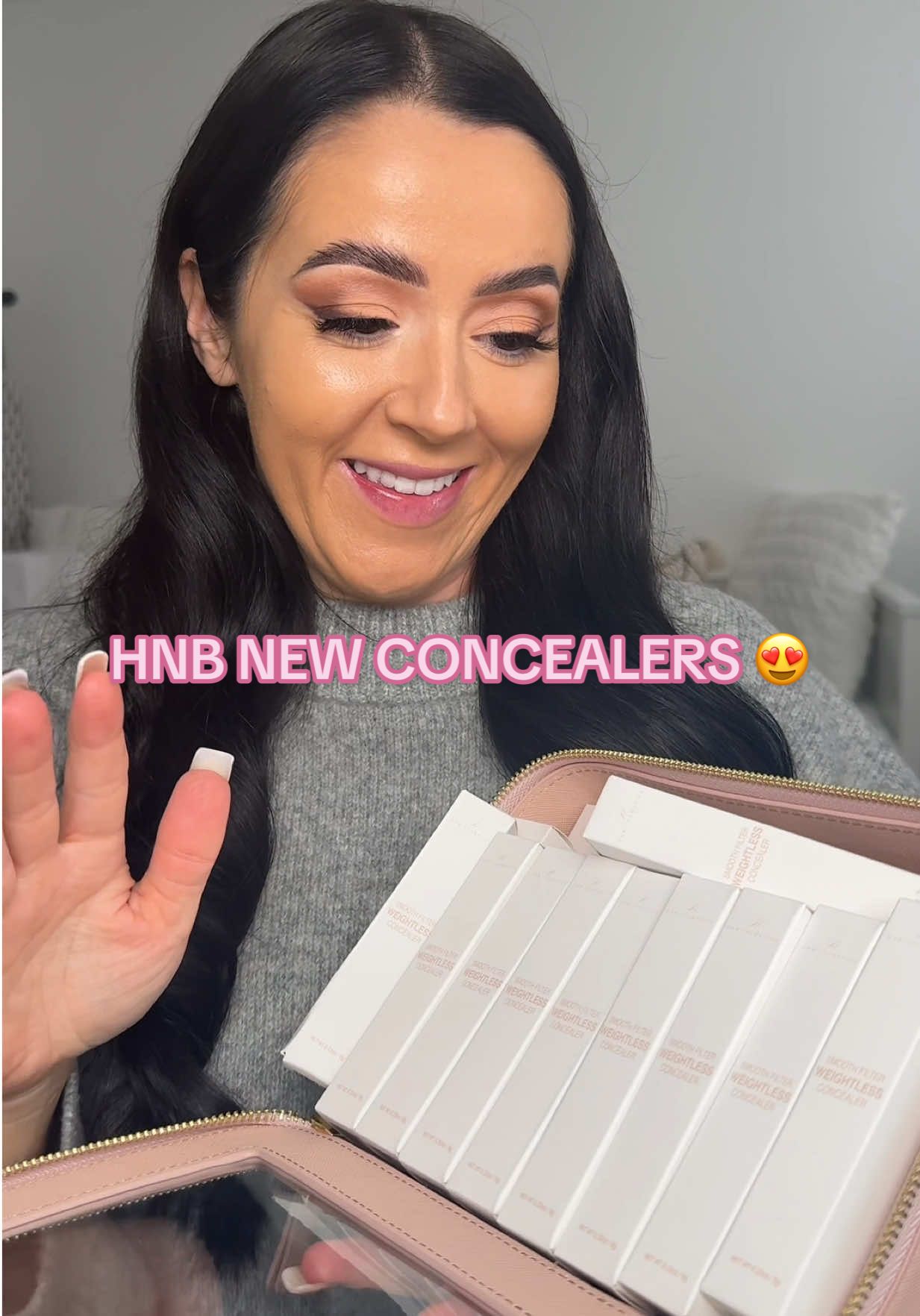 TikTok post by @azariadee for HNB Cosmetics. Caption reads: Ummm @HNB Cosmetics smashed it again, 30 shades?!....