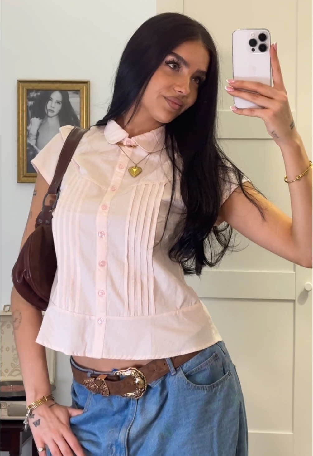 TikTok post by @gretakazarenn for MOTEL. Caption reads: Outfit of the day⊹Top from @MOTEL♡ ⋆𐙚 ₊   #gifted....