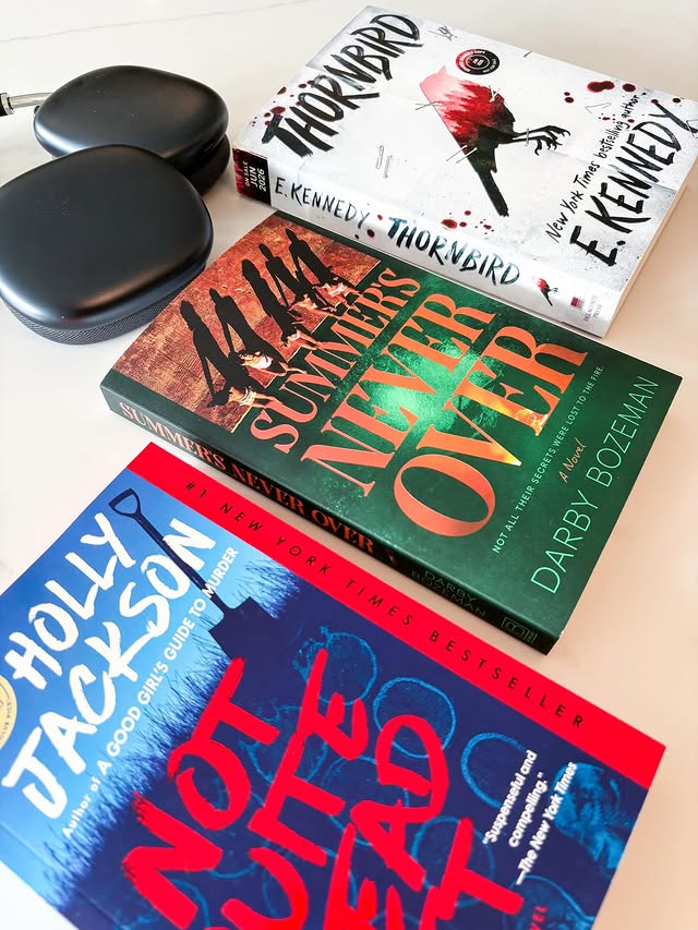 Instagram post by @exercise_read_repeat for Berkley Publishing Group. Caption reads: New Thriller Mini Reviews 1️⃣NOT QUITE DEAD YET....