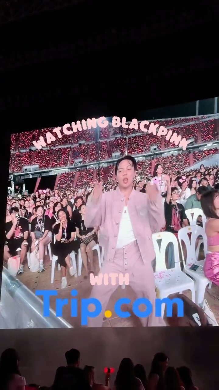 Instagram post by @alex_hkf for Trip.com. Caption reads: I booked my BKK's BLACKPINK trip with @trip.com_my....