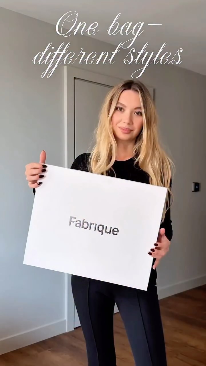 Instagram post by @natalia_m_m for Fabrique. Caption reads: One bag- different styles @fabrique.official 🖤....