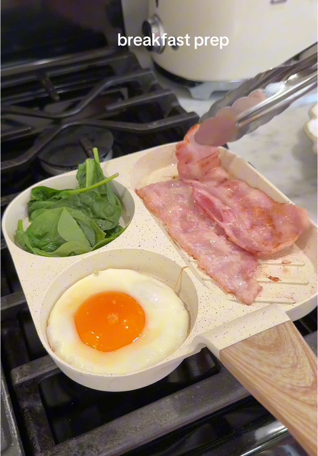 TikTok post by @the_hayeks for Bloom Nutrition. Caption reads: prep my breakfast with me 🍳 @Bloom Nutrition....