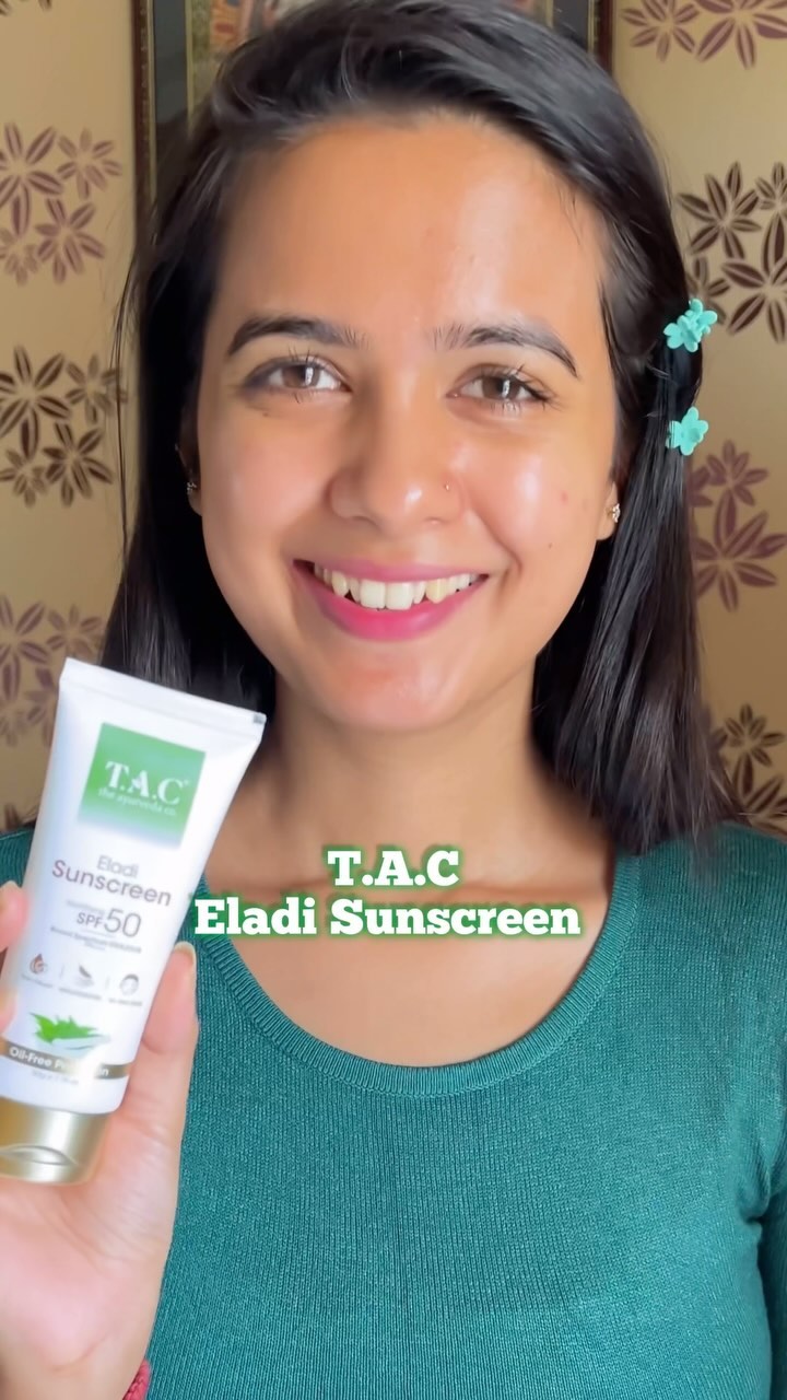 Instagram post by @chiki.2.5 for The Ayurveda Co.. Caption reads: 3-in-1 Perfect Sunscreen for this....