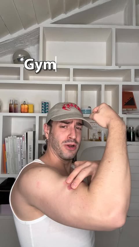 Instagram post by @manoskamakaris for Caudalie. Caption reads: #advertisement GYM MAKEUP GREM @caudaliefrance.