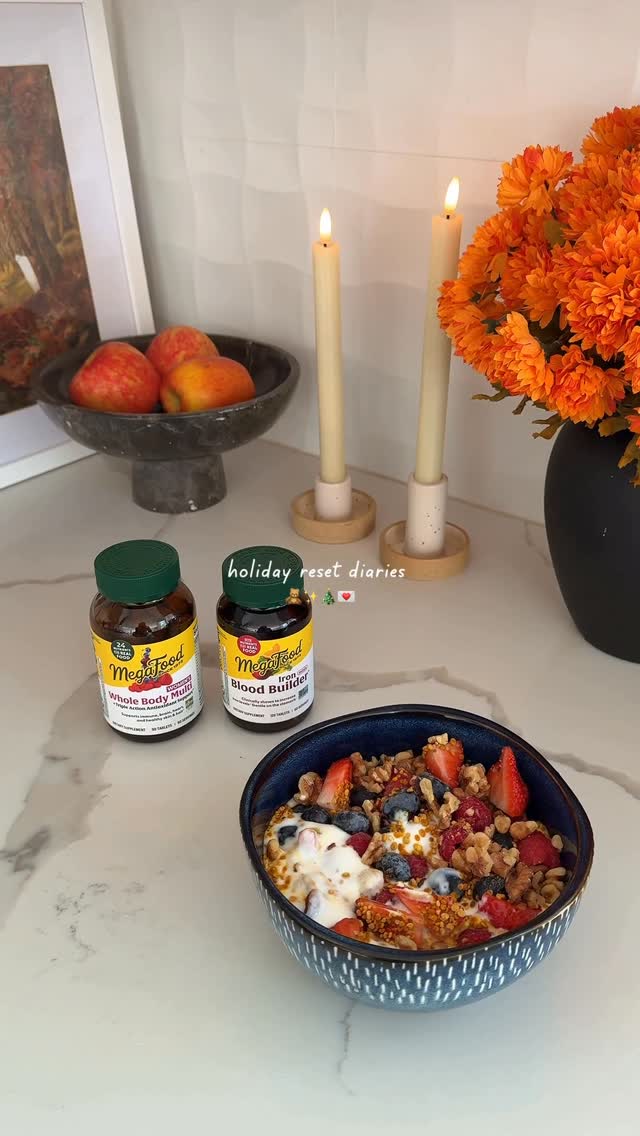 Instagram post by @emma.hussung for MegaFood. Caption reads: Just a little reminder to slow down and take care....