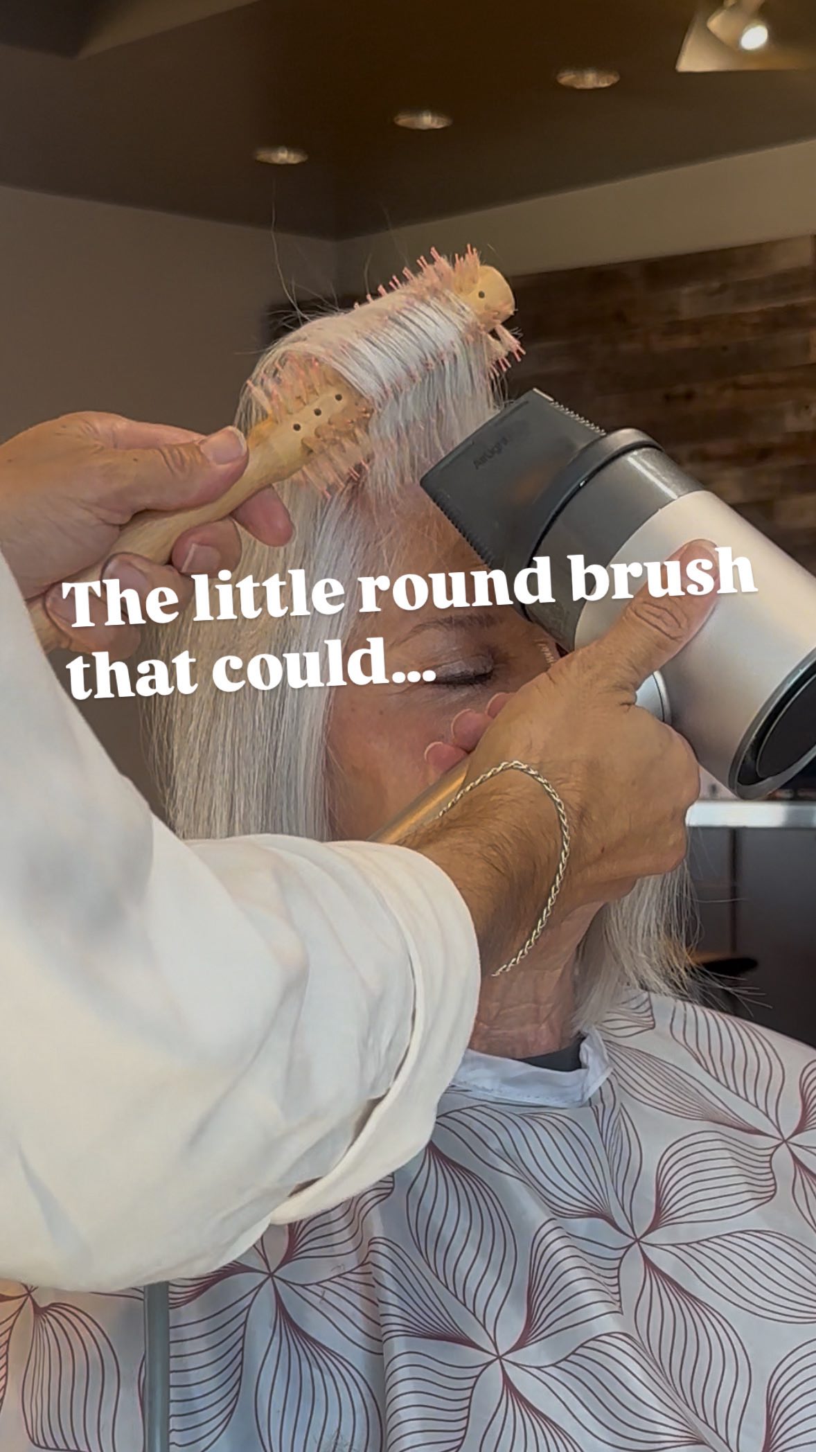 Instagram post by @rayvoltagebeauty for Fromm Pro. Caption reads: [...] cut. The .75” Mission Sleek brush from....