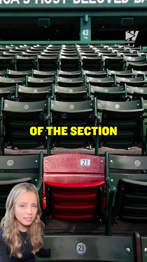 Instagram post by @elliotgeorgiadis for Whistle. Caption reads: Why is this seat at Fenway Park red? 🤔⚾️

#MLB....