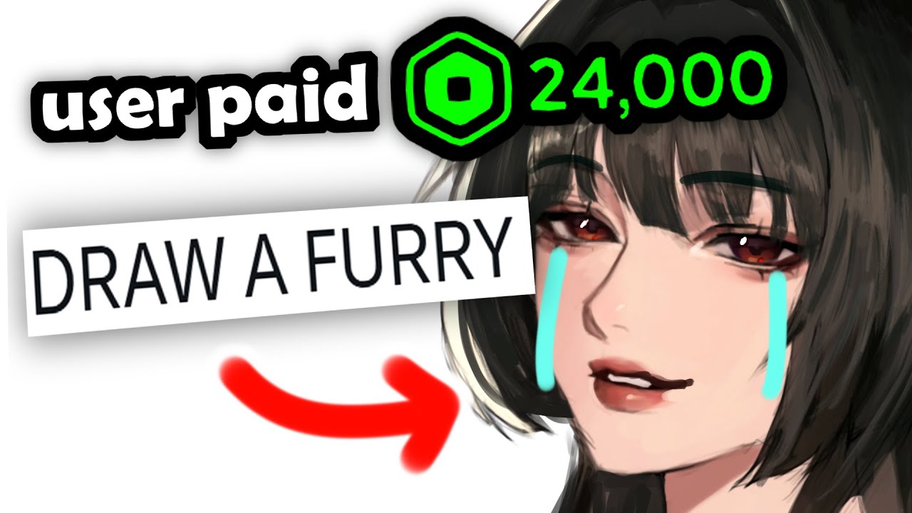 YouTube post by @Kooleen for Printful. Caption reads: I Drew ANYTHING For ROBUX 2.