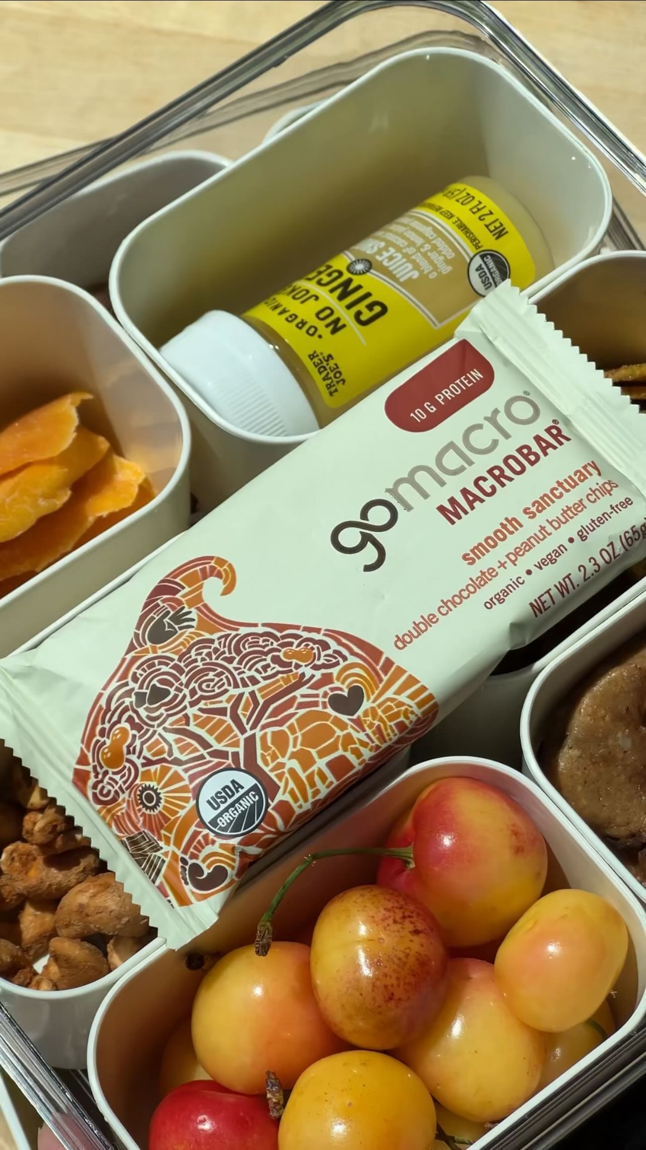 Instagram post by @thehealthyhaff for GoMacro. Caption reads: Making a snack box because I’m an indecisive....