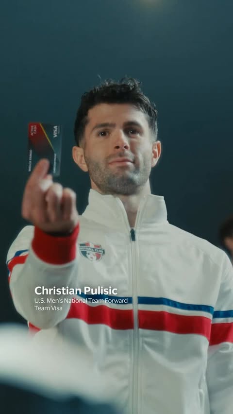 Instagram post by @cmpulisic for Visa. Caption reads: #Visa_ad Gotta respect some good advice 🫡 Like....