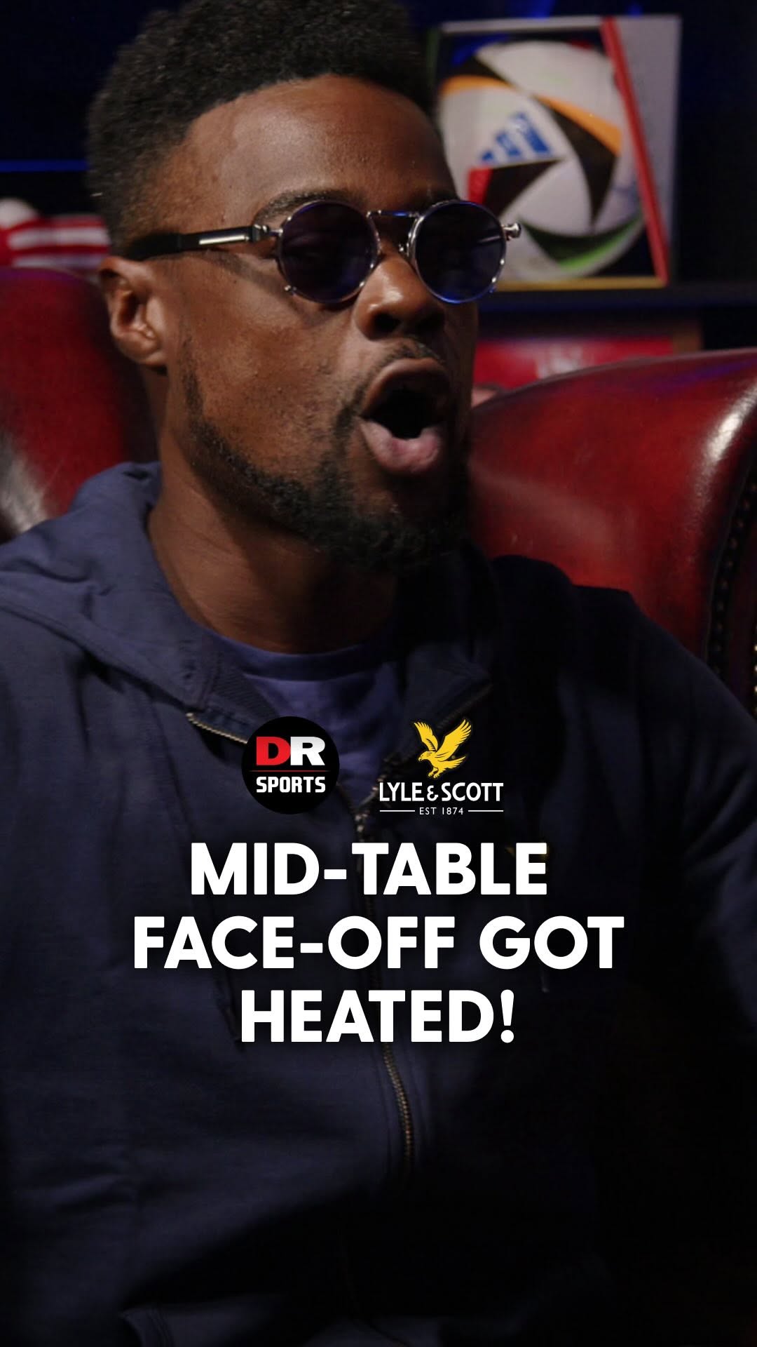 Instagram post by @drsports_media for Lyle & Scott. Caption reads: The mid-table face-off between Ex and KG got....