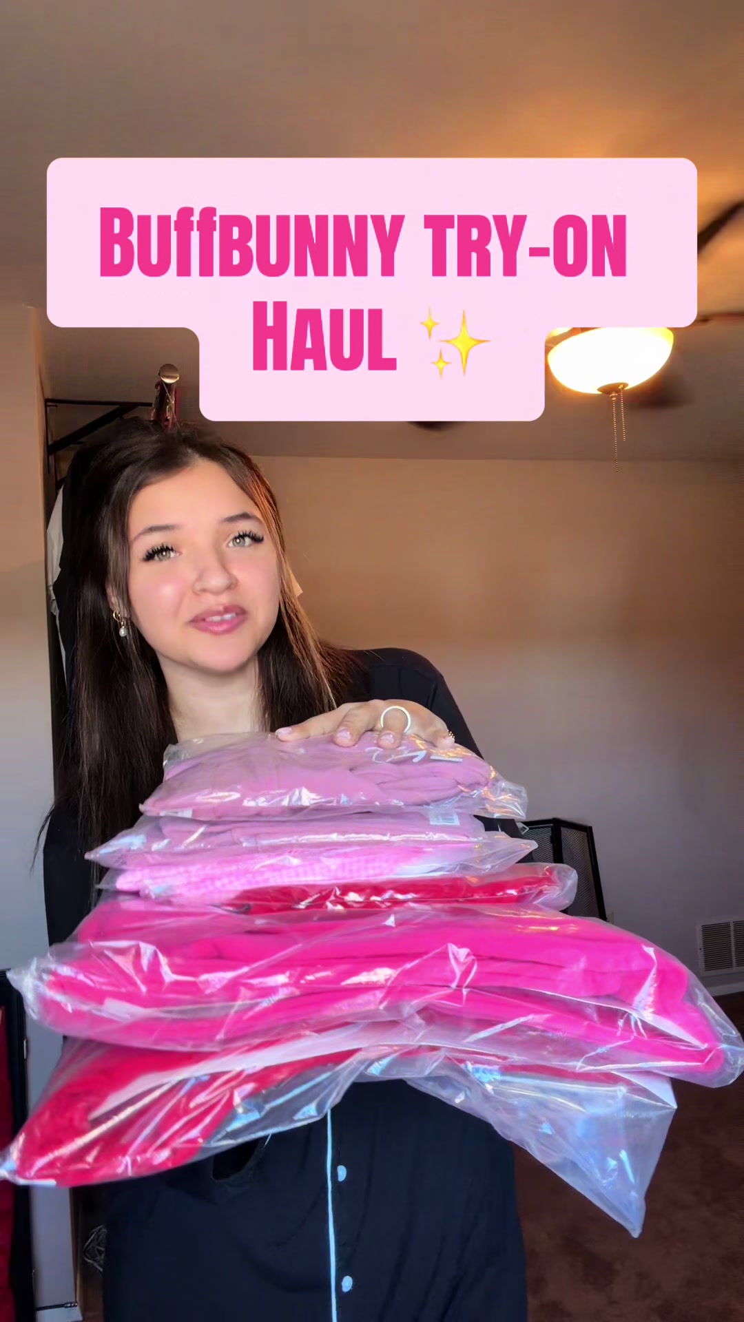 TikTok post by @hopiedopiee1 for Buffbunny Collection. Caption reads: #buffbunny #buffbunnycollection #tryonhaul....