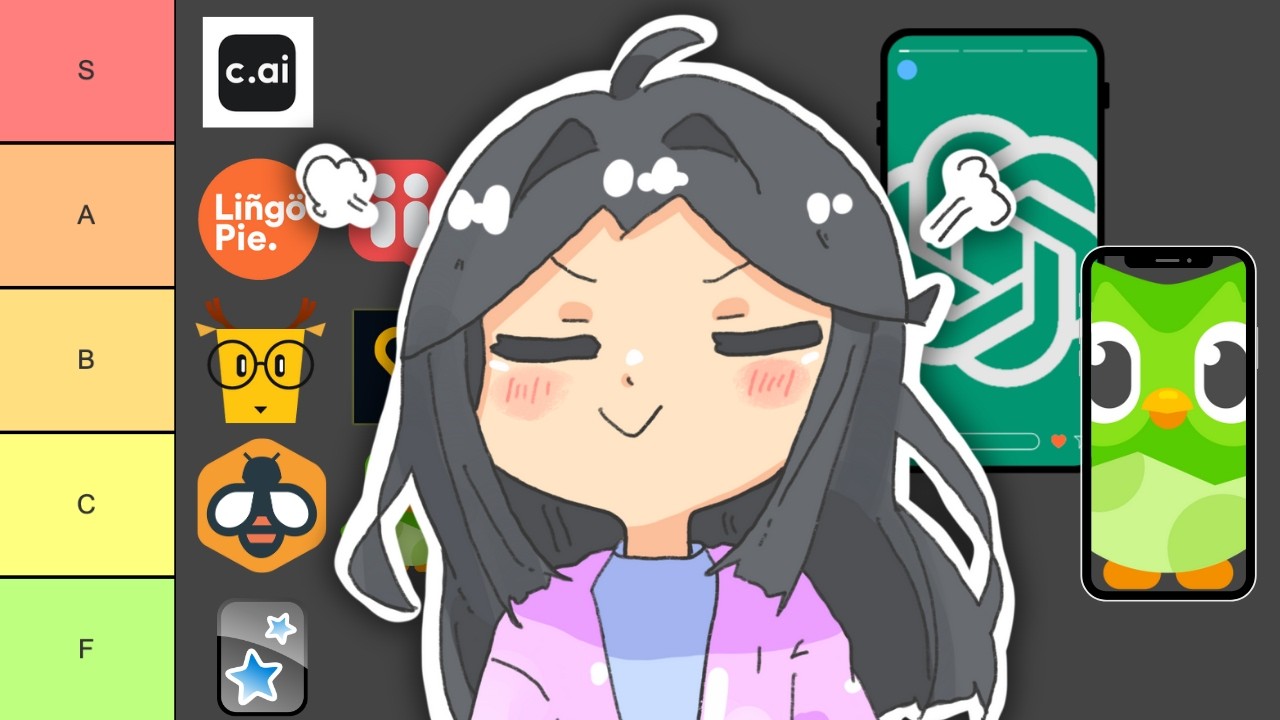 YouTube post by @yuenatv for italki. Caption reads: I tried every language app... Here are the best....