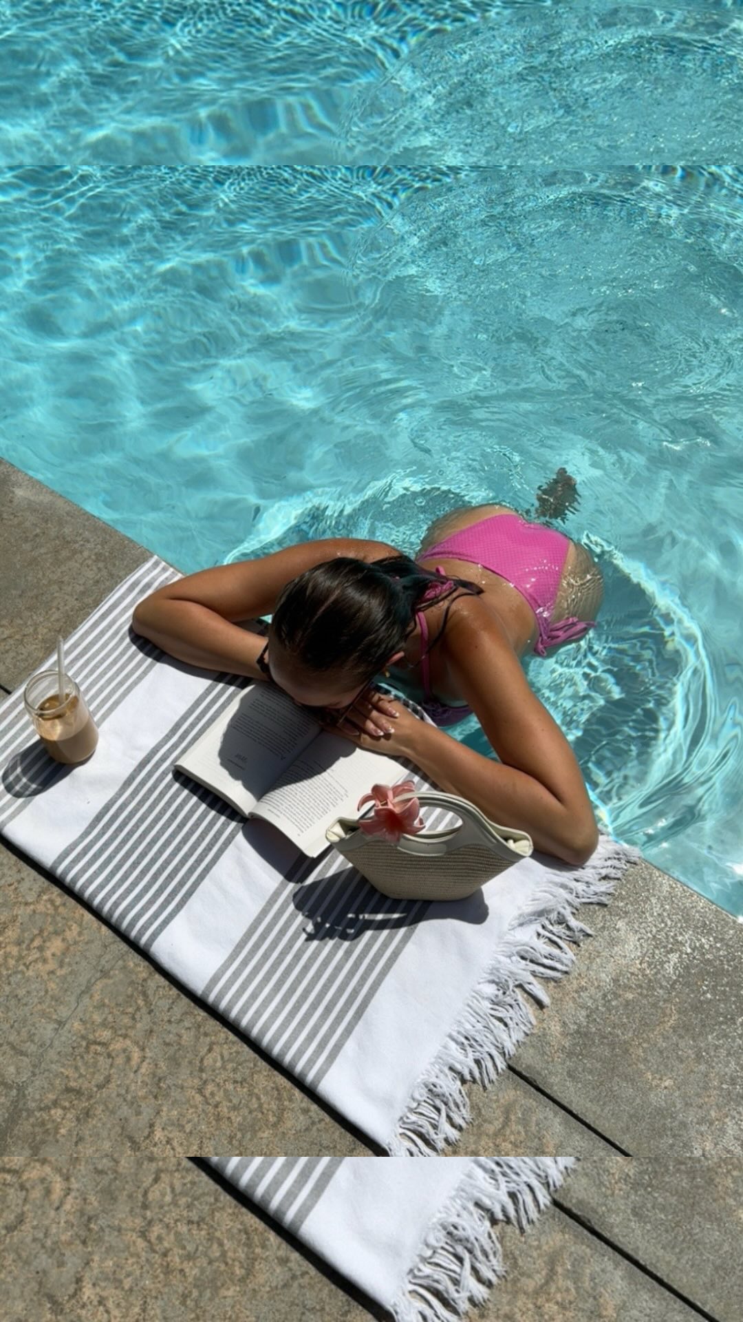 Instagram post by @baileymarshall for Tim Hortons. Caption reads: Poolside with @timhortons and @keurigcanada 📖☕️🧊....
