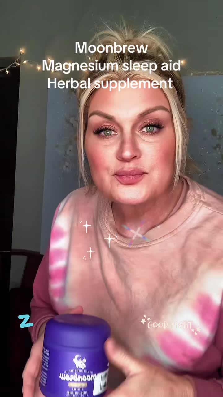 TikTok post by @alleyrenae03 for MoonBrew. Caption reads: Moonbrew magnesium sleep aid Herbal supplement.....