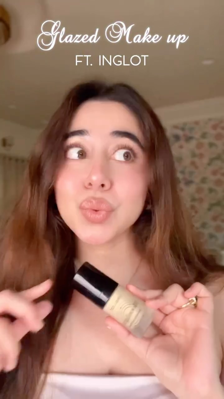 Instagram post by @tanaishaparabia for INGLOT COSMETICS. Caption reads: Look like a snack with this glazed makeup....