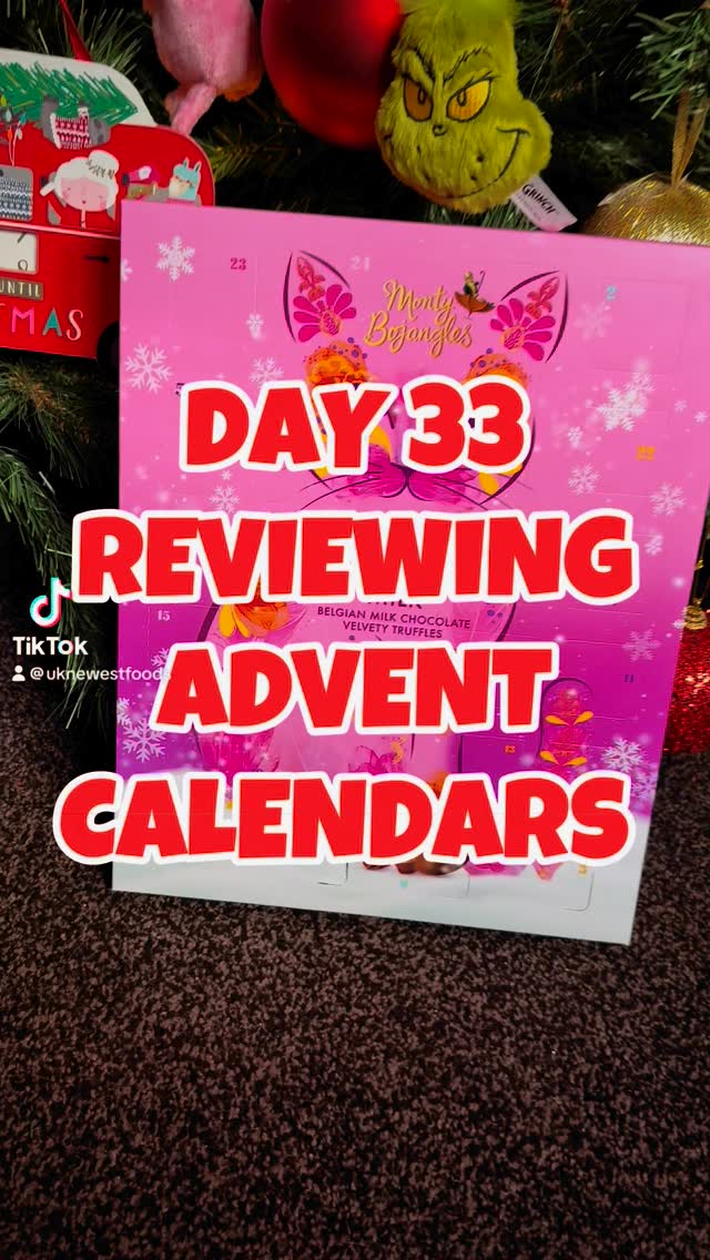 Instagram post by @uknewestfoods for Monty Bojangles. Caption reads: 🎅🏼🎄DAY THIRTY THREE - Reviewing Christmas....