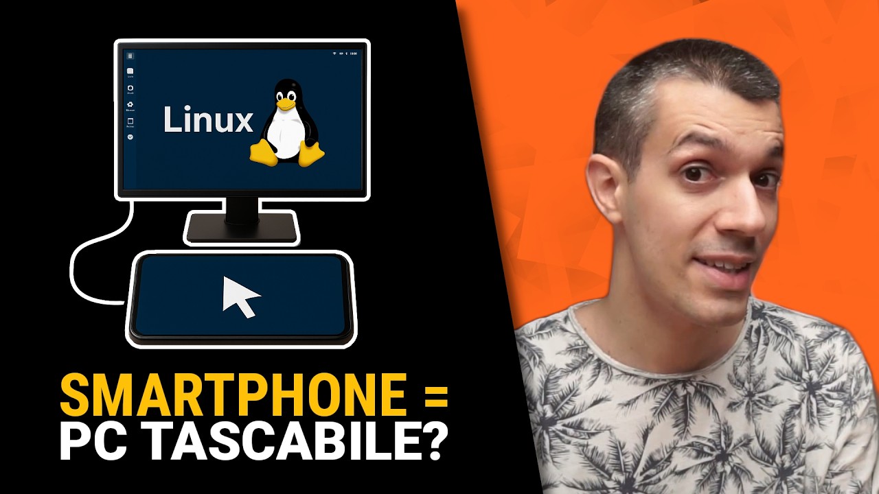 YouTube post by @morrolinux for Udemy. Caption reads: I turned my new smartphone into a Linux PC..