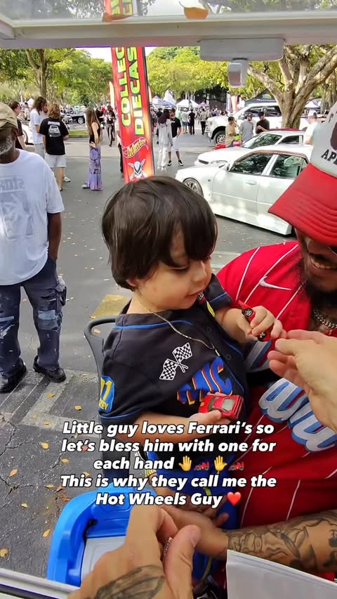 Instagram post by @fastfuriousjosh for Ferrari. Caption reads: Little guy loves Ferrari’s so let’s bless him with....