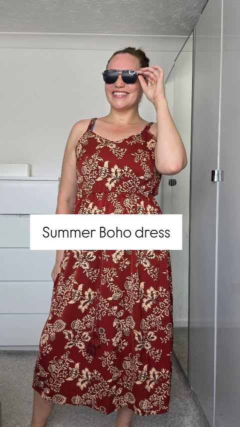 Instagram post by @samantha_ava_grace for BloomChic. Caption reads: [...] can wear a normal bra with! Dress is....