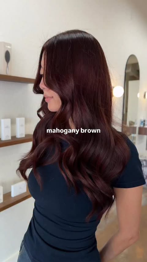 Instagram post by @paapehairco for Schwarzkopf Professional. Caption reads: mahogany brown—brown with red, chocolate, and....