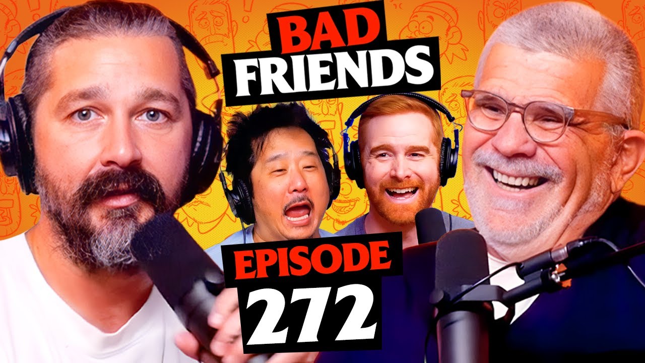 YouTube post by @BadFriends for DraftKings. Caption reads: A Penguin, A Nun, and an Ostrich w/ Shia Labeouf....